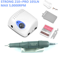 2021 New Arrival STRONG 210 PRO 105 105L rękojeść 65W 45000/500000rpm wiertła do paznokci maszyna do Manicure Pedicure elektryczne pilniki 1